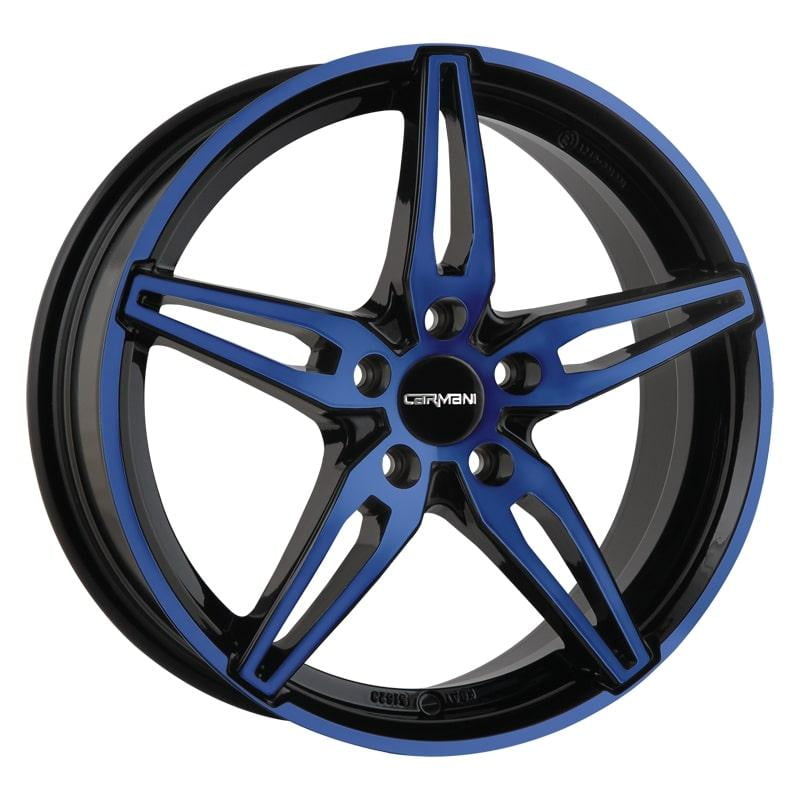 Carmani CA15 velg ZWART MET DONKERBLAUWE GEPOLIJSTE VOORKANT