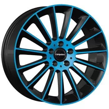 Carmani CA17 velg ZWART MET BLAUWE GEPOLIJSTE VOORKANT