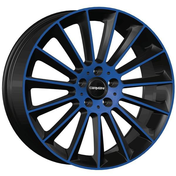 Carmani CA17 velg ZWART MET DONKERBLAUWE GEPOLIJSTE VOORKANT