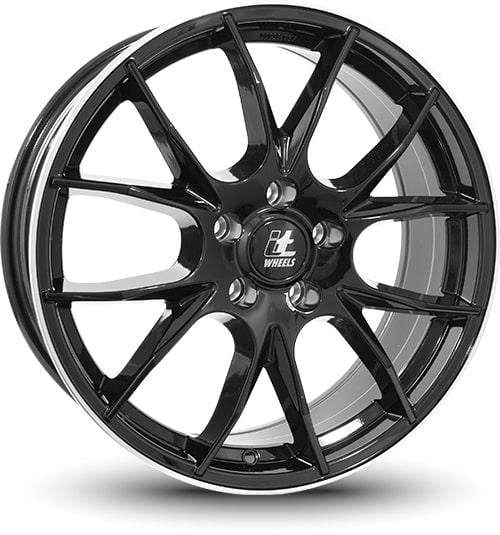 IT Wheels Kira 6.5x16 4x100 ET40 63.3 Glanzende zwarte gepolijste rand velg