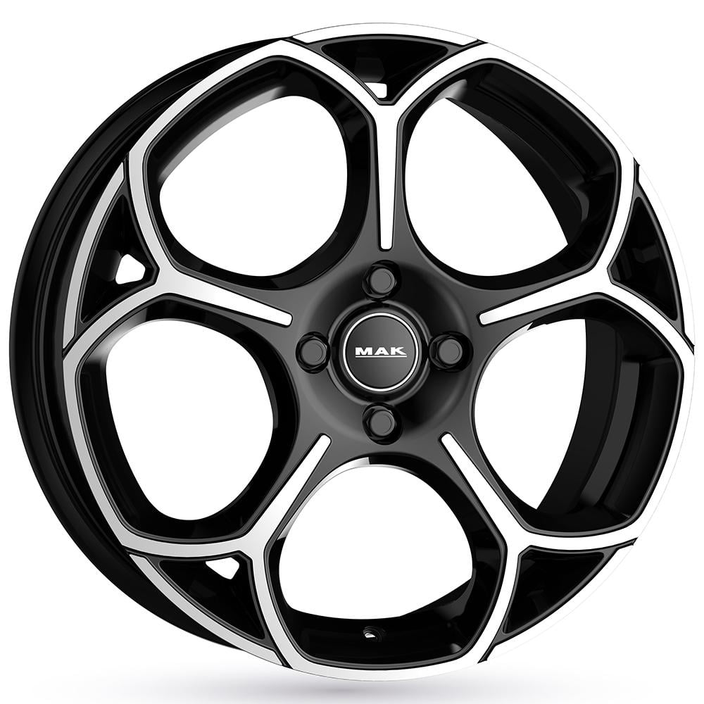 Mak Monza 7.0x18 4x108 ET35 65.1 Schwarz glÄnzend verblendung poliert Felge
