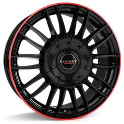 Jante Borbet CW3 7.5x18 5x120 ET45 72.6 Noir brillant bord rouge
